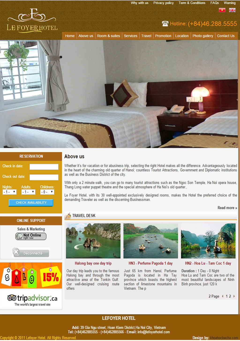 Thiết kế website khách sạn lefoyerhotel