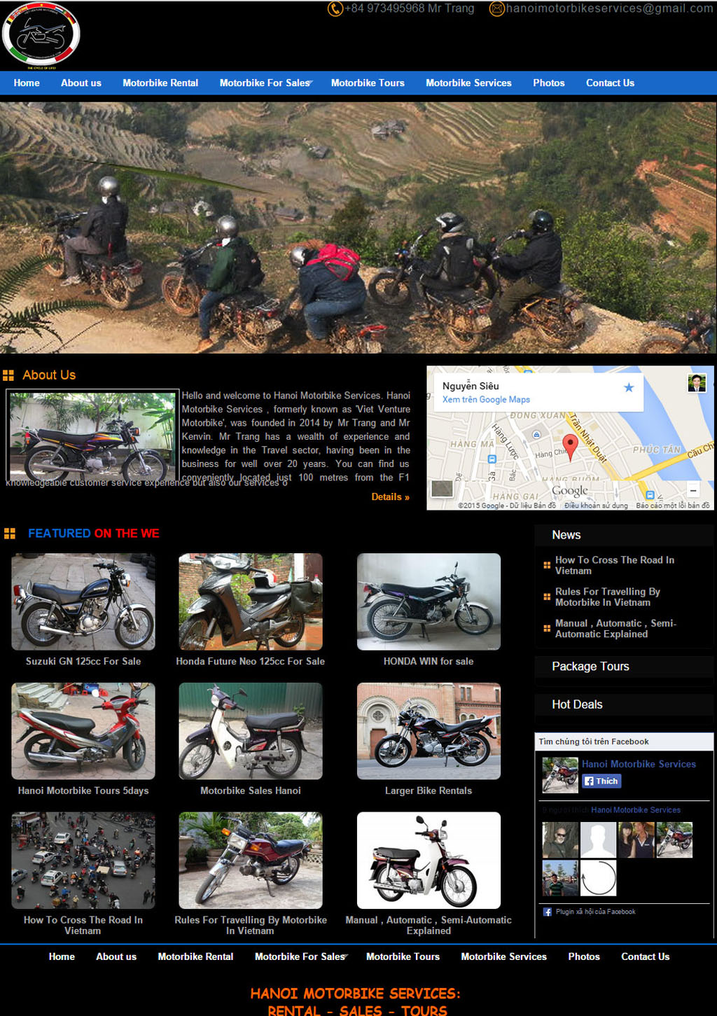 Thiết kế website du lịch hanoimotorbikeservices.com