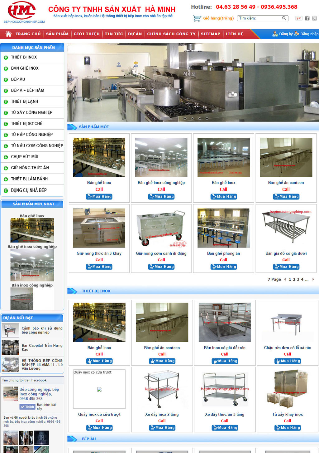 Thiết kế website bếp inox công nghiệp